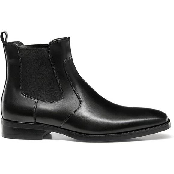 Mens Dress Boots Leather Chelsea Boots. Black, Size 8 main image 4